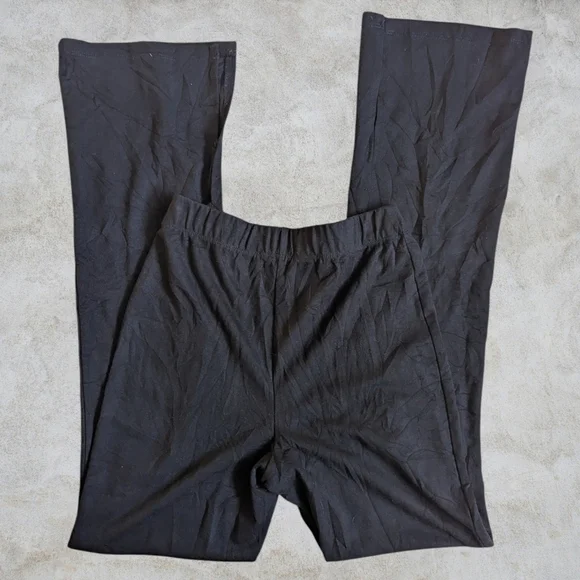 🌈Forever 21 Y2K Flare Slit Leg Stretch Leggings Black Size L - Picture 4 of 9